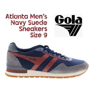 GOLA, Men’s Size 10, Atlanta Sneakers, Grey Suede, Navy, Red Stripes, NEW in BOX